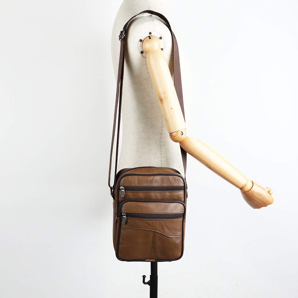 Men’s Vintage Genuine Leather Crossbody Sling Bag Retro Shoulder Messenger Bag