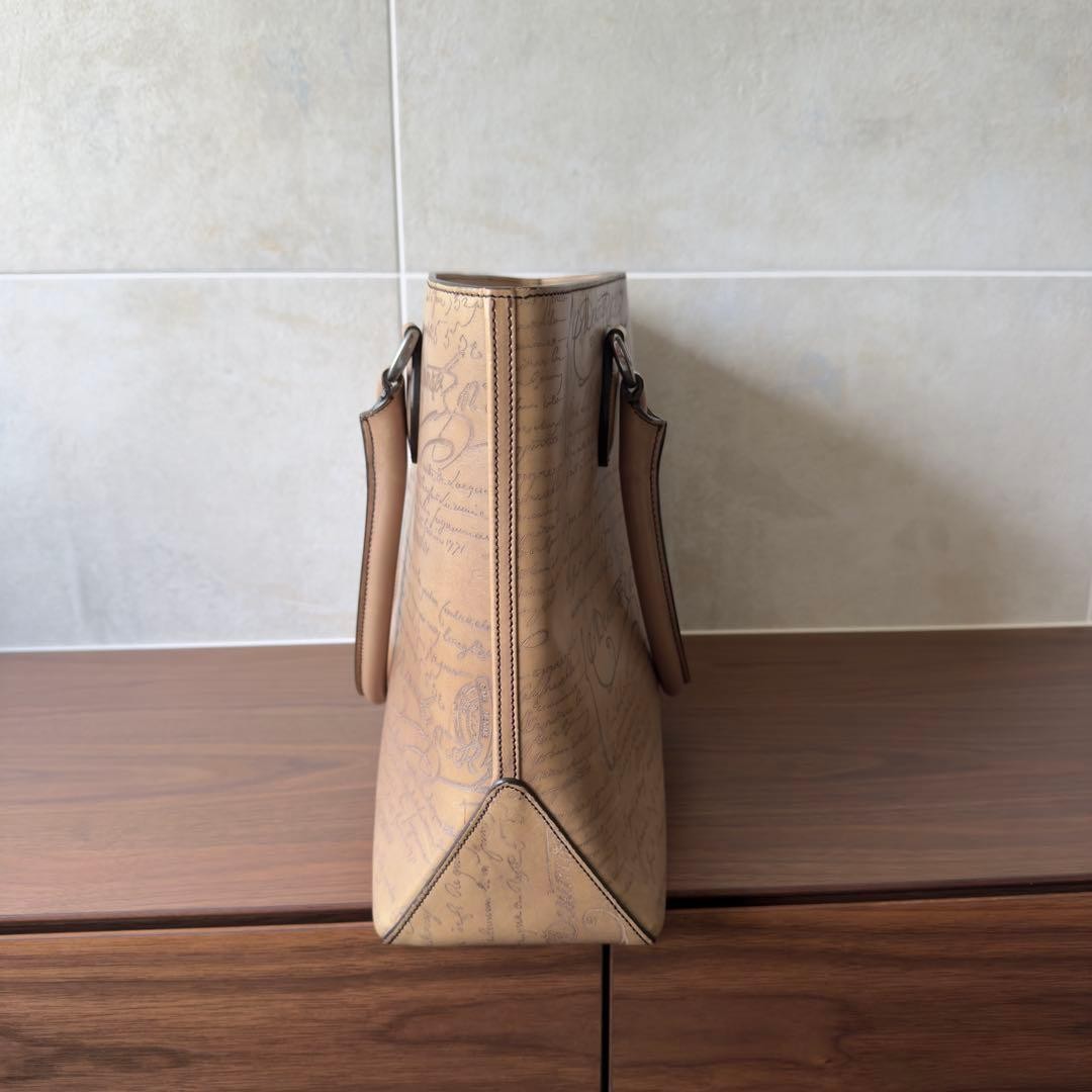 Berluti Toujours Scritto Leather Tote Bag Osso Patina Beige-Gray Men’s