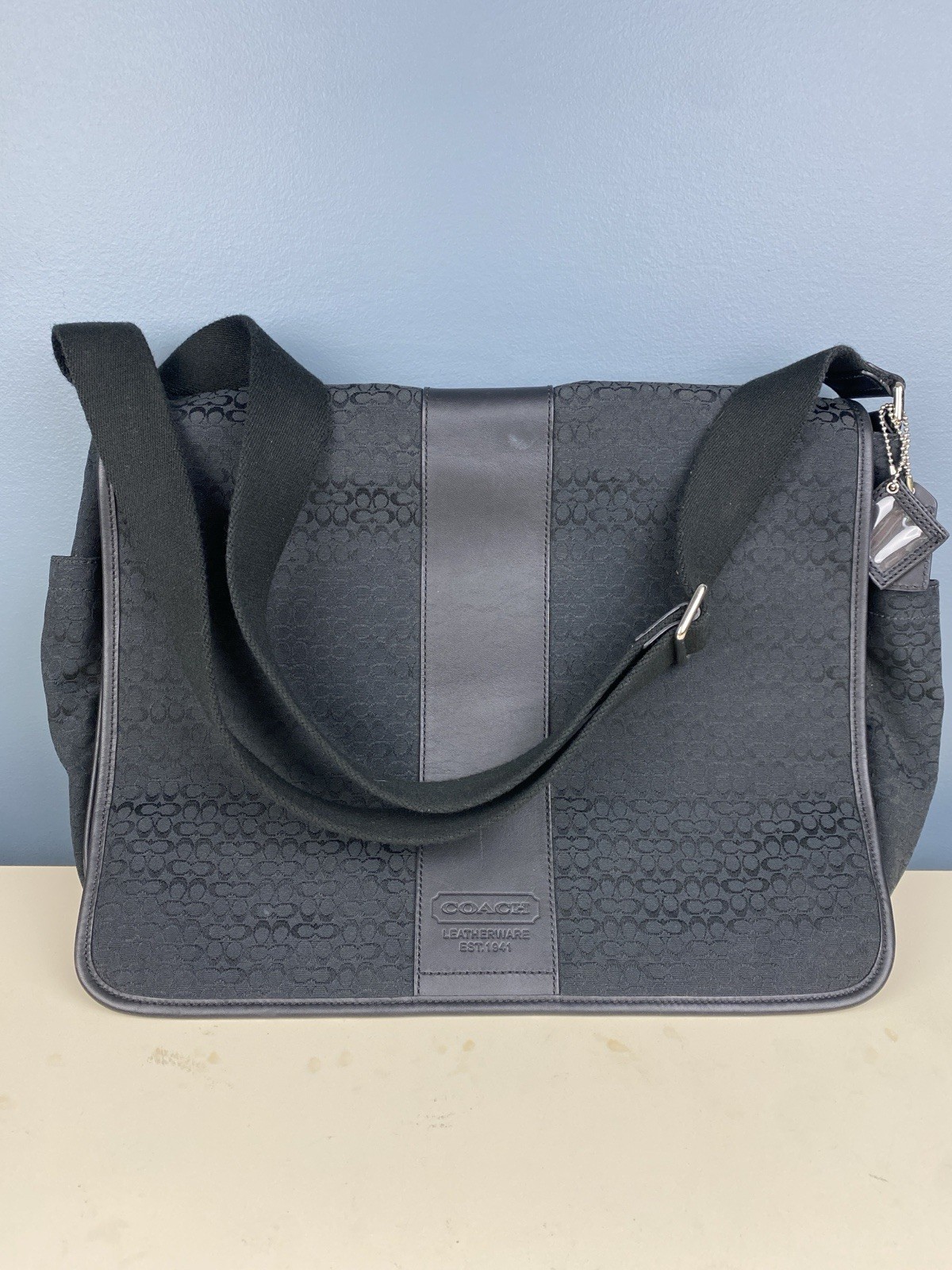Coach Signature Hudson Commuter Laptop Messenger Bag Black Vintage D0885-F77004