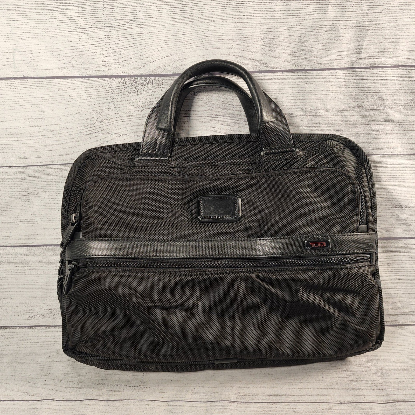 Tumi Alpha Ballistic Nylon Slim Briefcase Laptop Bag Black Professional Work Bag