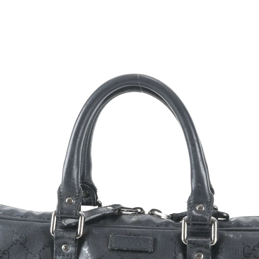 Gucci Travel Duffle Bag Suitcase Leather Black 29x42x6cm pre-owned