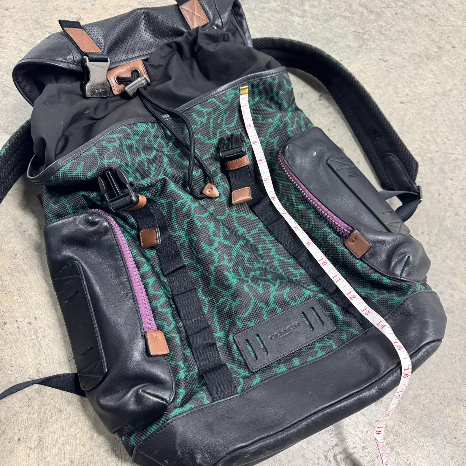 Disney X Coach Ranger Backpack Black Leather Wavy Large Padded Animal Print $650