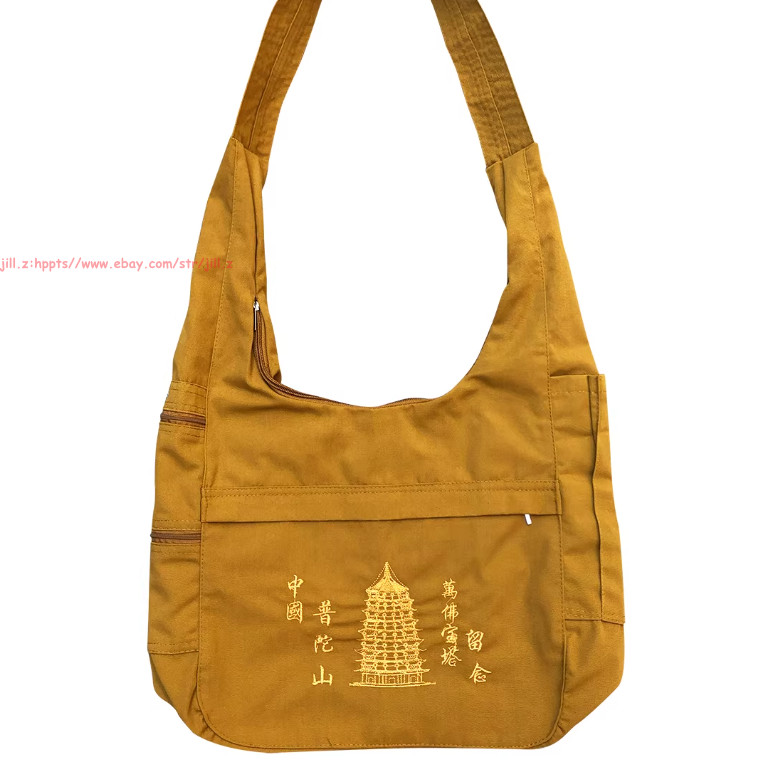 Buddhist Buddha Monk Bag Embroidery Shaolin Temple Kung Fu shoulder Bag Unisex