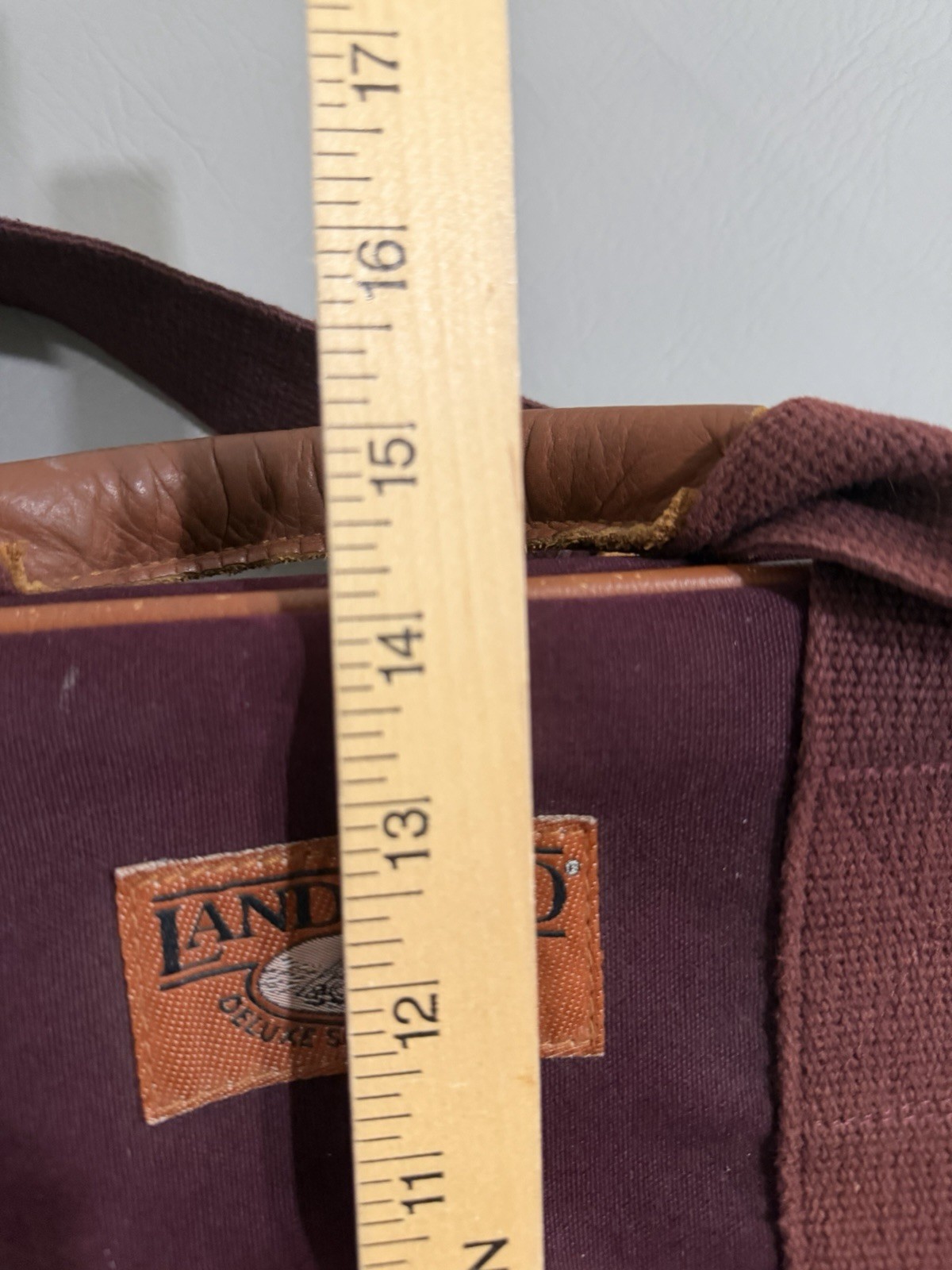 Lands End Bag Heavy Canvas Leather Duffle Deluxe Square Rigger Burgundy USA