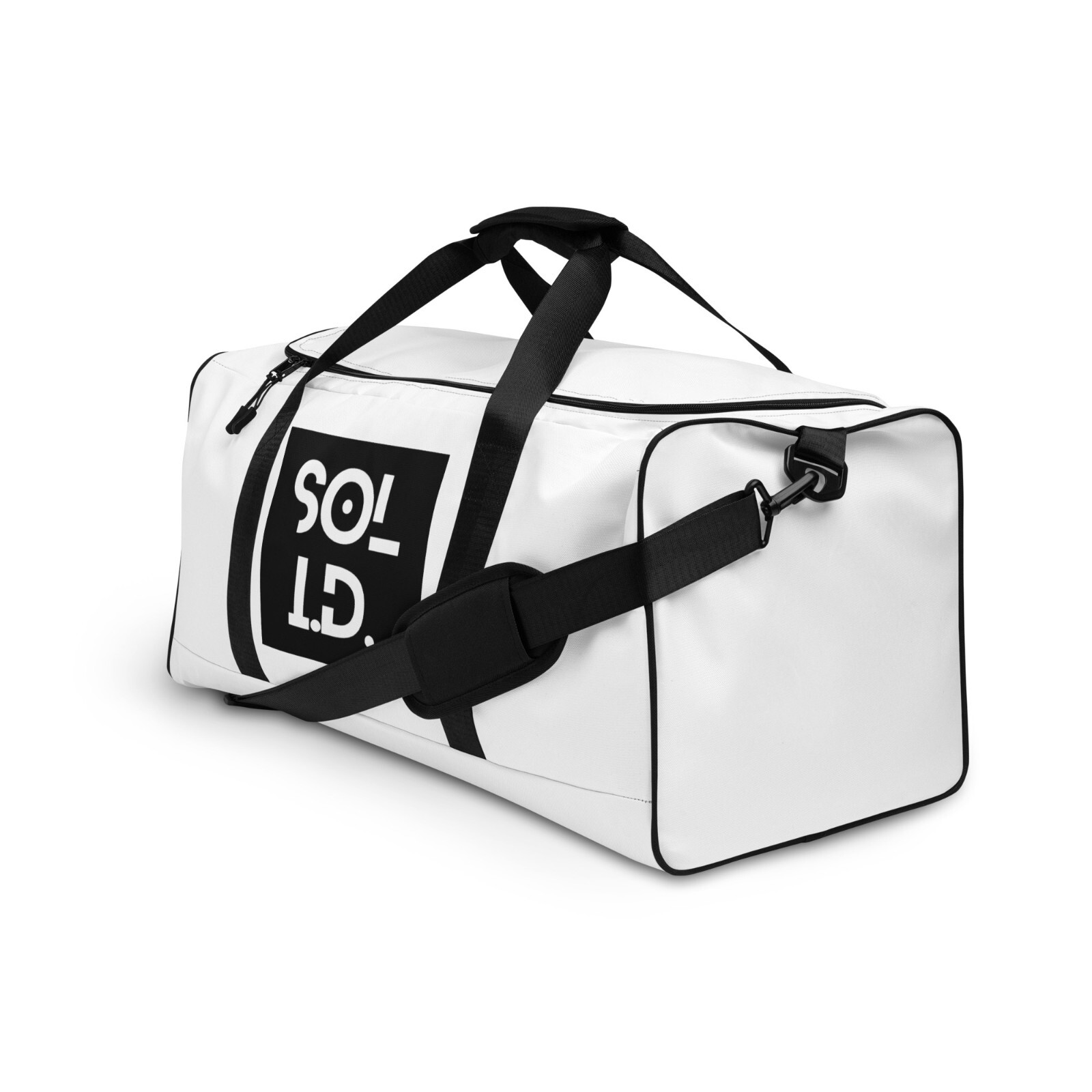 Minimalist Black and White Duffle Bag | Water-Resistant, Spacious & Durable