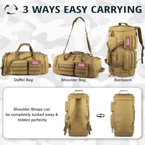 Tactical Gym Bag for Men,50L Large 3-in-1 Sports Duffle Bag for Travel Gym | …
