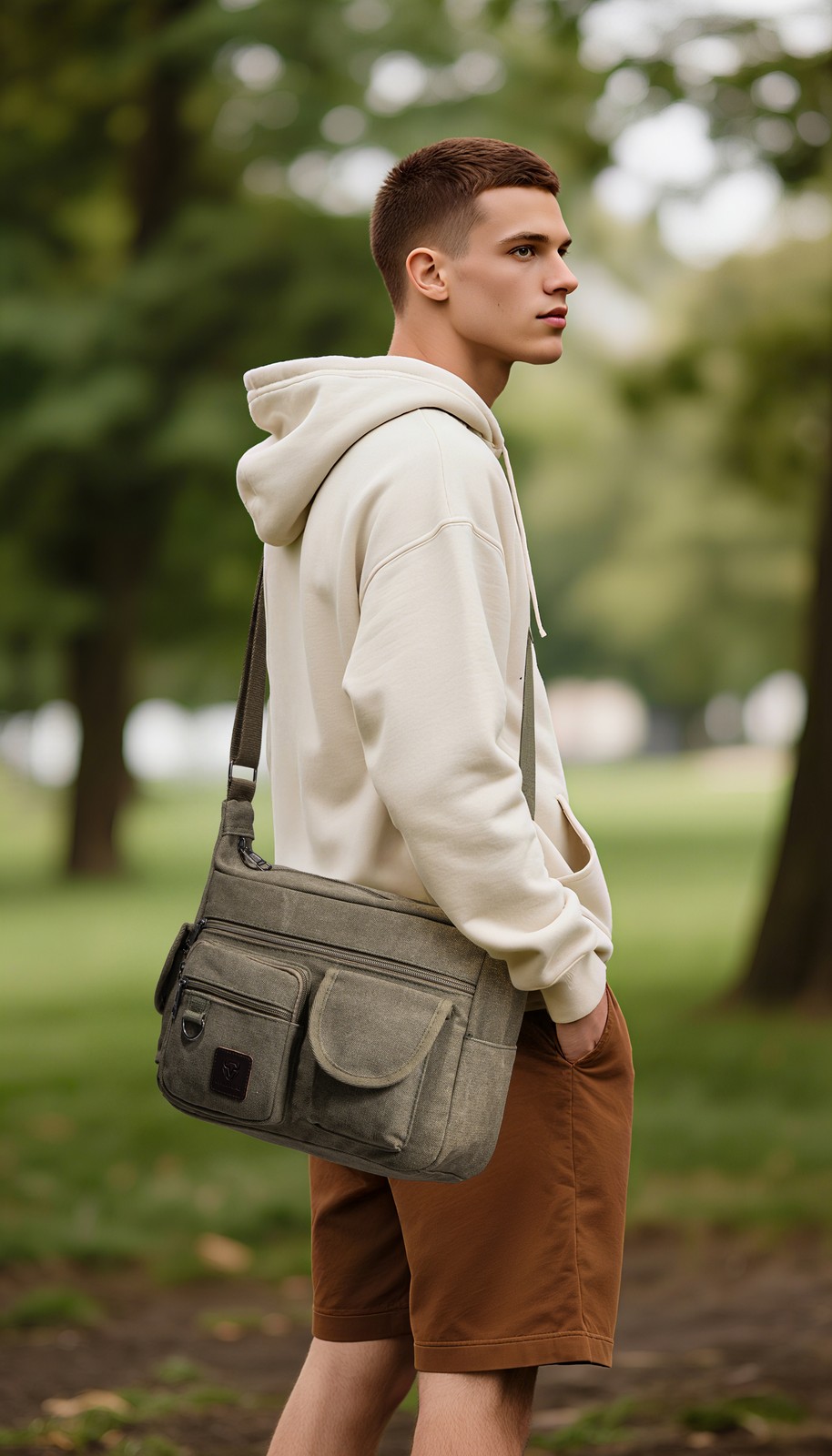 Men’s Canvas Cross Body Bag Messenger Shoulder Book Bags School Satchel Vintage