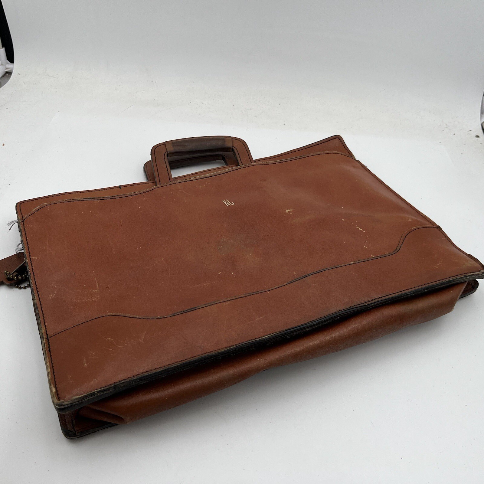 Vintage Schlesinger Brothers Briefcase Casesetter Slim Portfolio Brown Leather