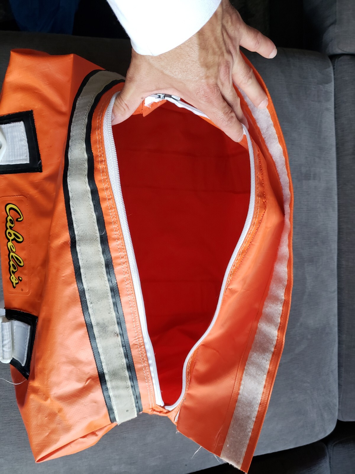 Vintage RARE! Cabela’s Large Orange Waterproof Duffle Bag Hunting Fishing GREAT!
