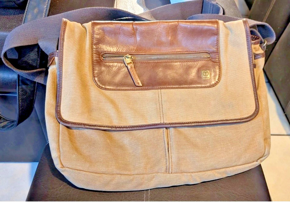 Tumi T-Tech Essential Gear Brown Waxed Cavas Crossbody used GC