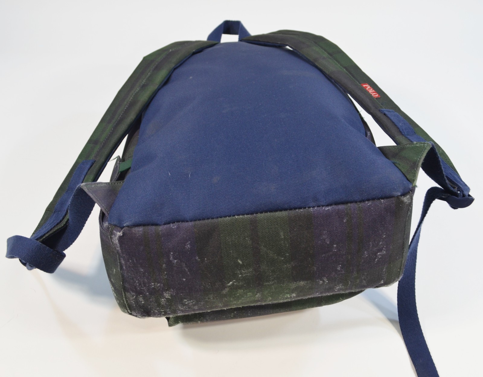 Polo Ralph Lauren Bear Plaid Canvas School Backpack Bag Blue Green