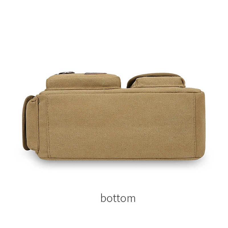 Men’s Heavy Duty Canvas Shoulder Bag Multi Pocket Crossbody Bag for Daily Work