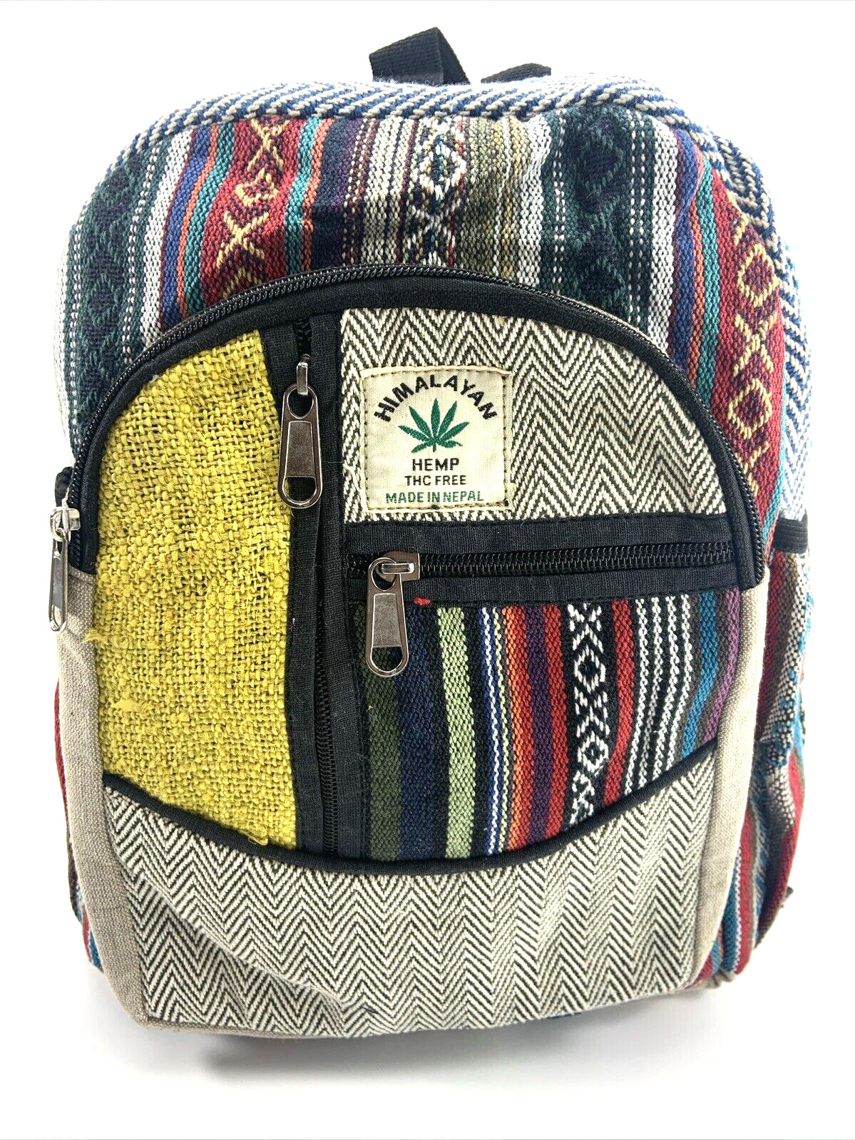 Himalayan Hemp THC Free Multi Color 13″H X 10″W Handmade Backpack NWT