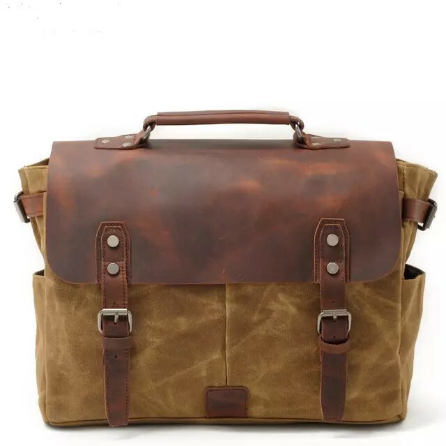 Crossbody soulder bag MenLeather Canvas Messenger Laptop Briefcase Bag exclusive
