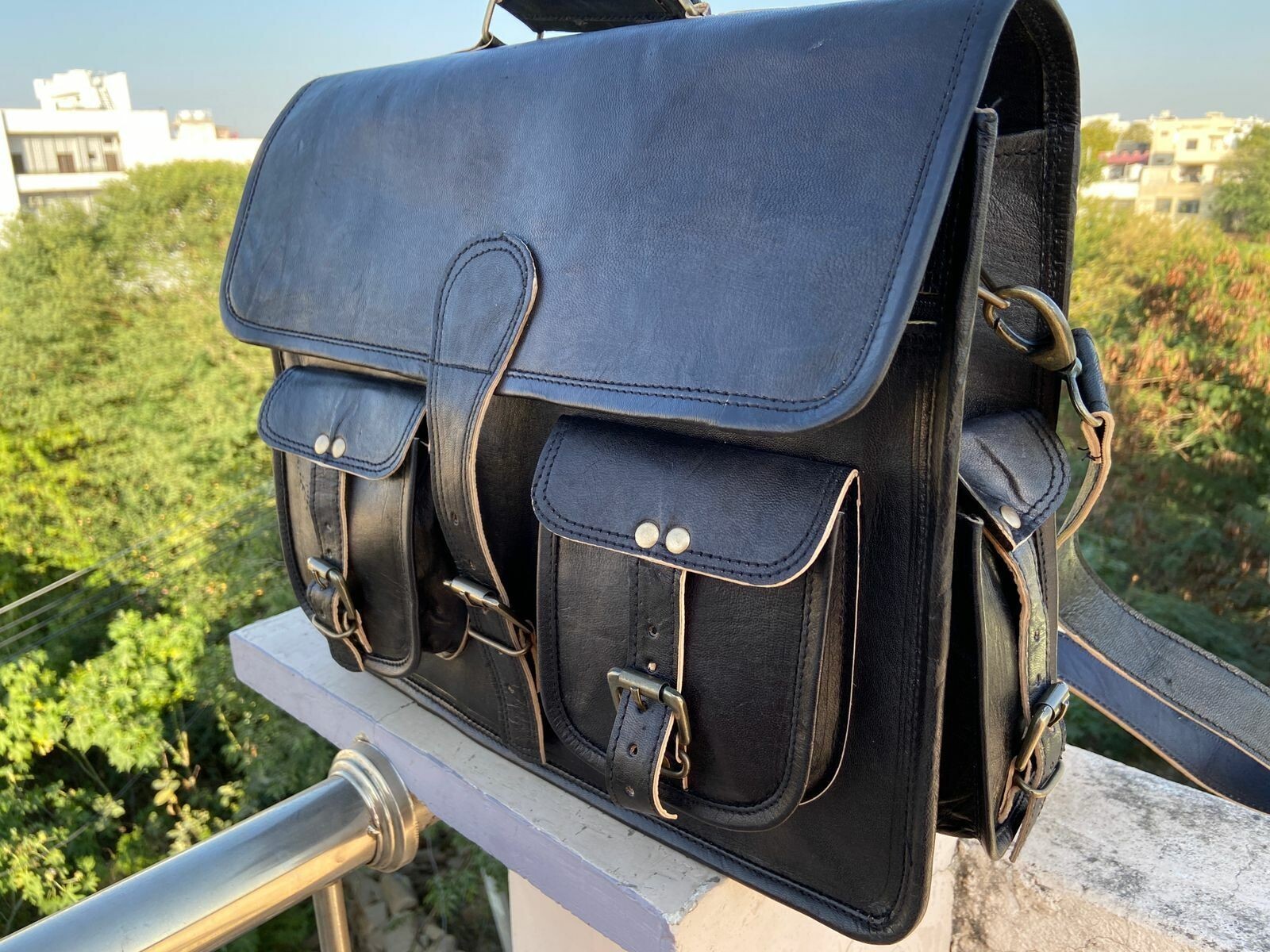 Men’s Genuine Messenger Leather Vintage Laptop Handmade Briefcase Bag Satchel