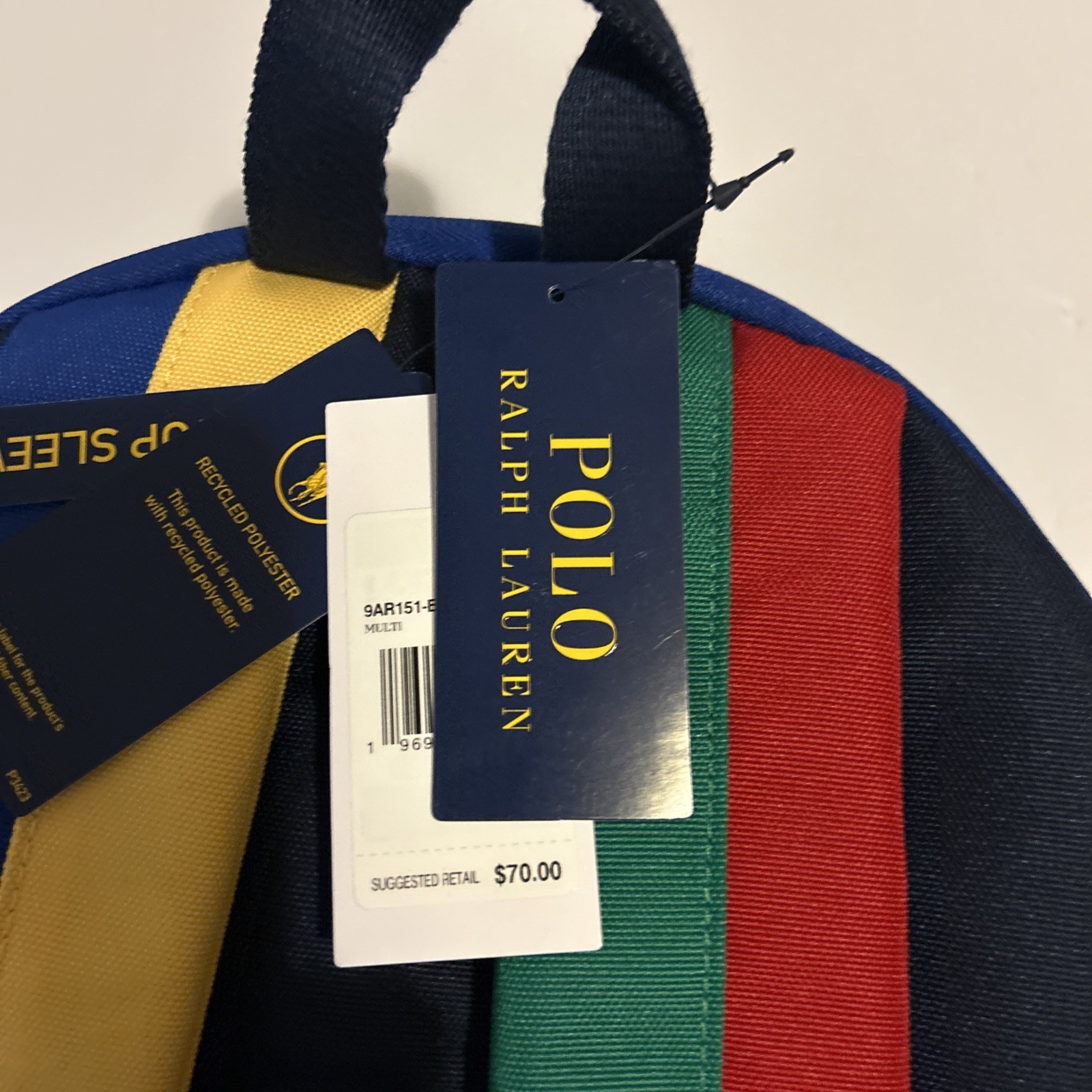 Polo Ralph Lauren Colorblock Multi-Color Pony Logo Backpack Bag 9AR151-E69