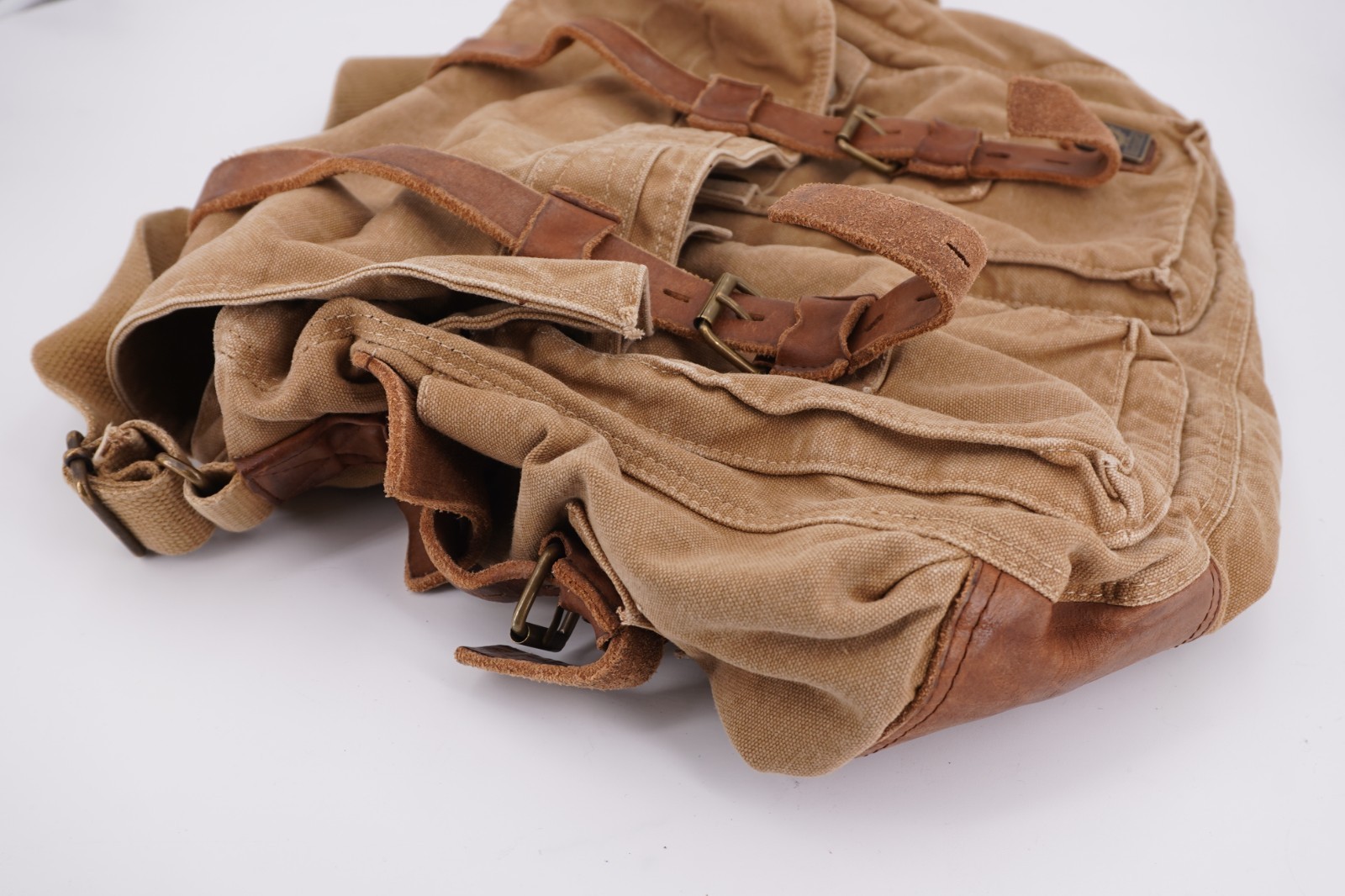 $845 | BELSTAFF COLONIAL COTTON TWILL LEATHER MESSENGER SATCHEL MOUNTAIN TAN