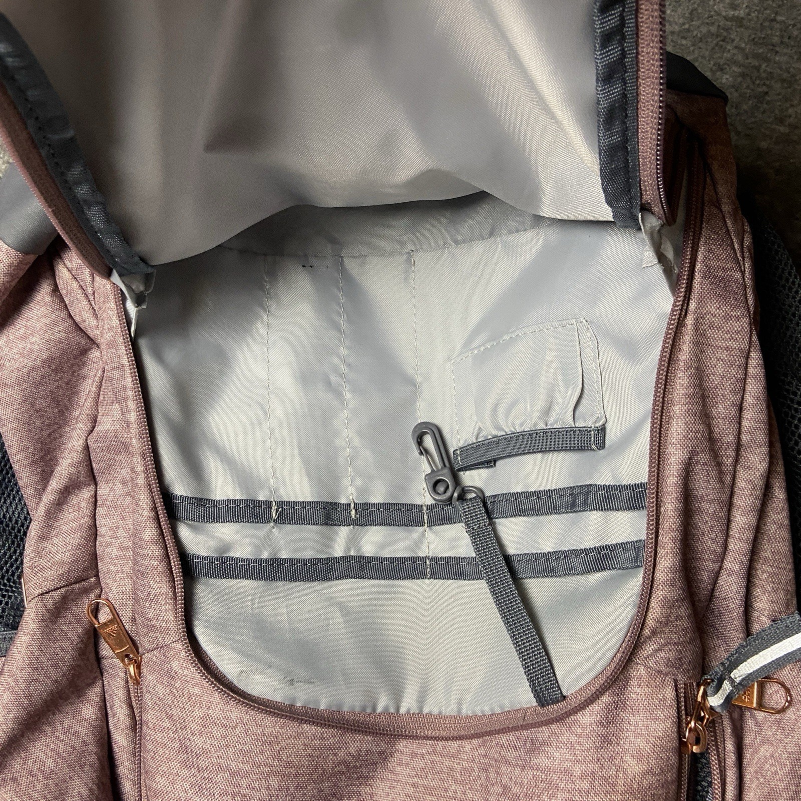 Adidas Prime Backpack Red Purple Gold Writing Zip Pockets Laptop Sleeves