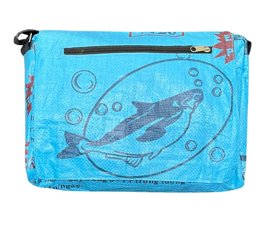 Fair Trade Recycled Fish Feed Messenger Bag Handmade in Cambodia
