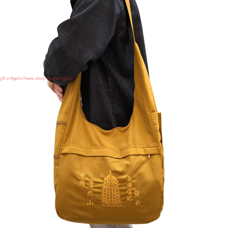 Buddhist Buddha Monk Bag Embroidery Shaolin Temple Kung Fu shoulder Bag Unisex