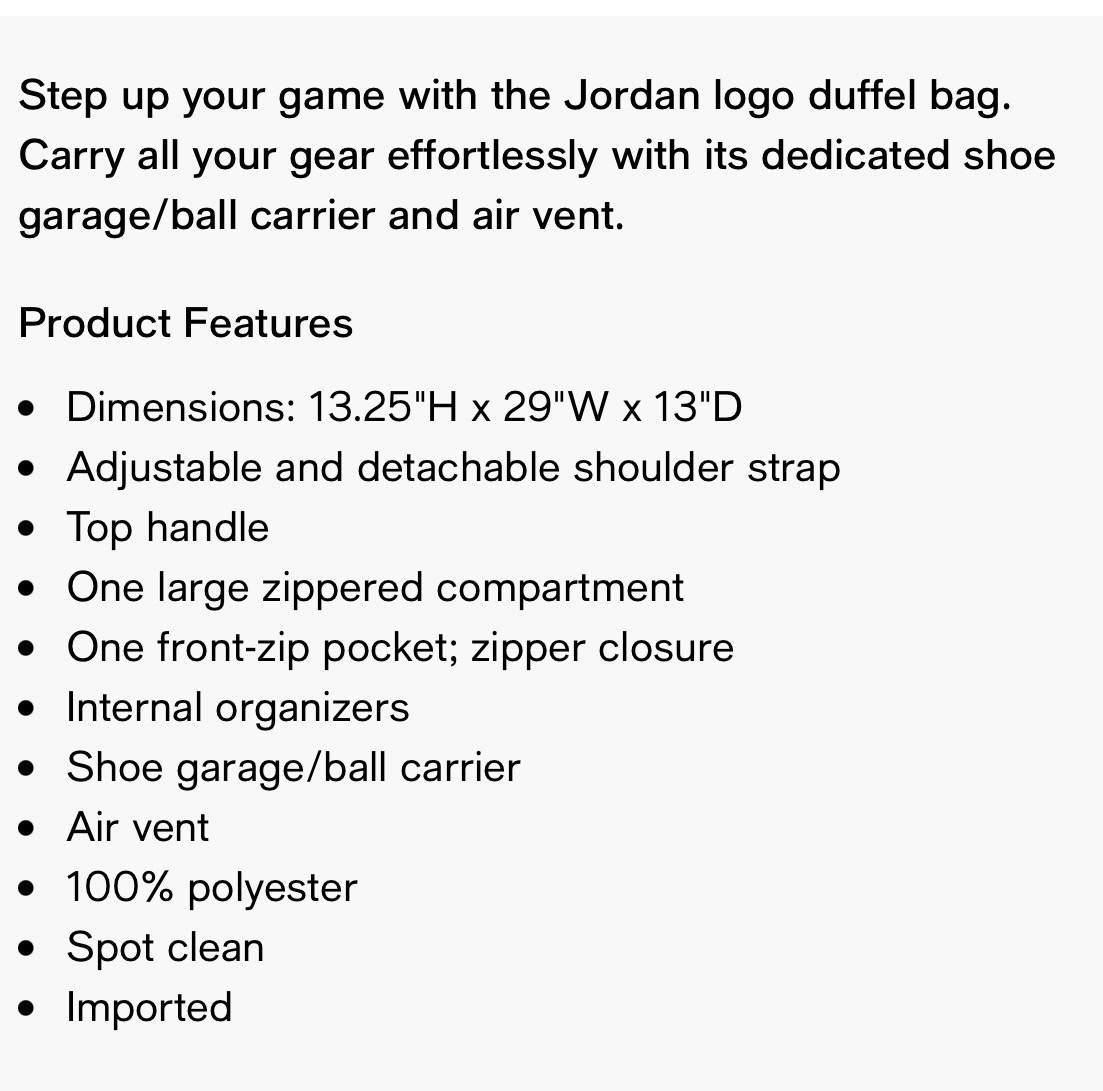 Jordan Large Logo Duffel Bag new