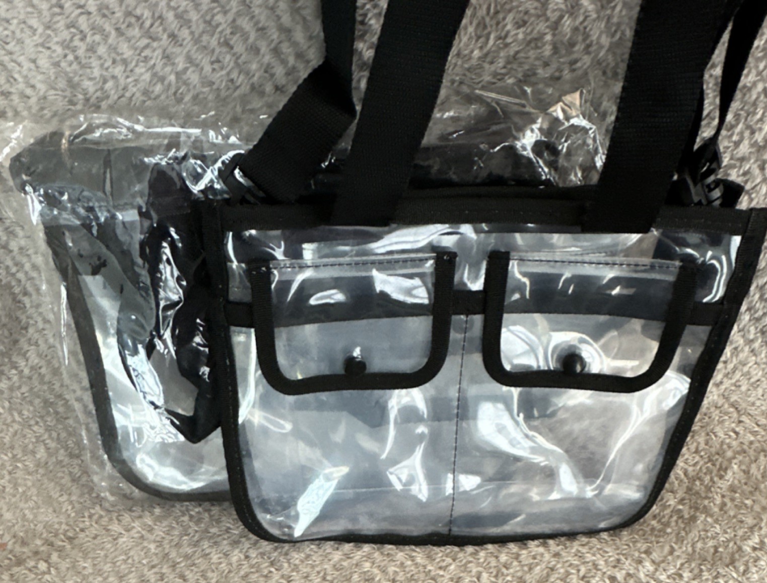2 for 1 Price – 2 Clear Stadium Event Bags with Adjustable Strap 3 Outer Pockets