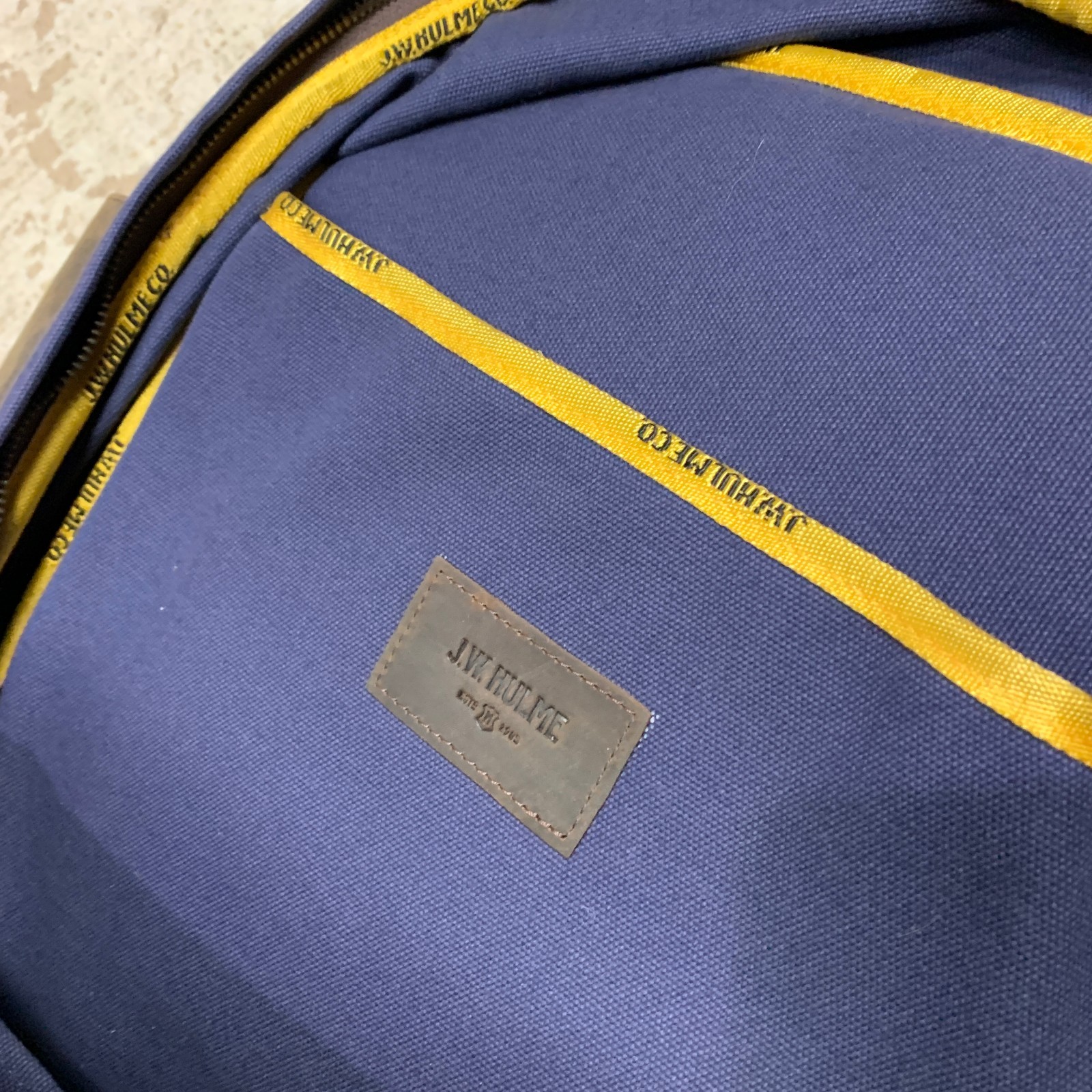 JW Hulme Leather Canvas Backpack Blue Brown