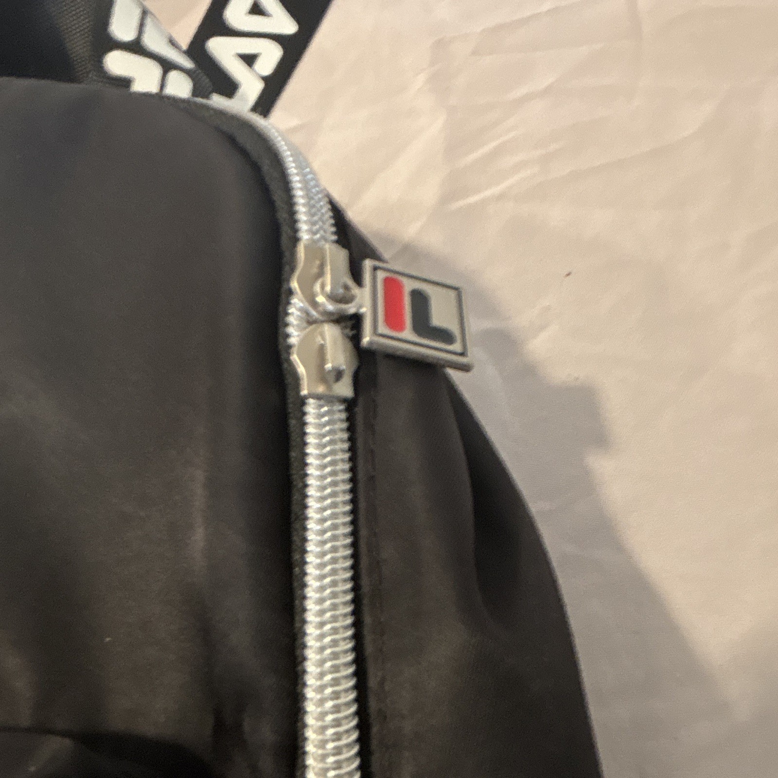 FILA Black Small Logo Mini Backpack Zip Closure Adjustable Shoulder Straps