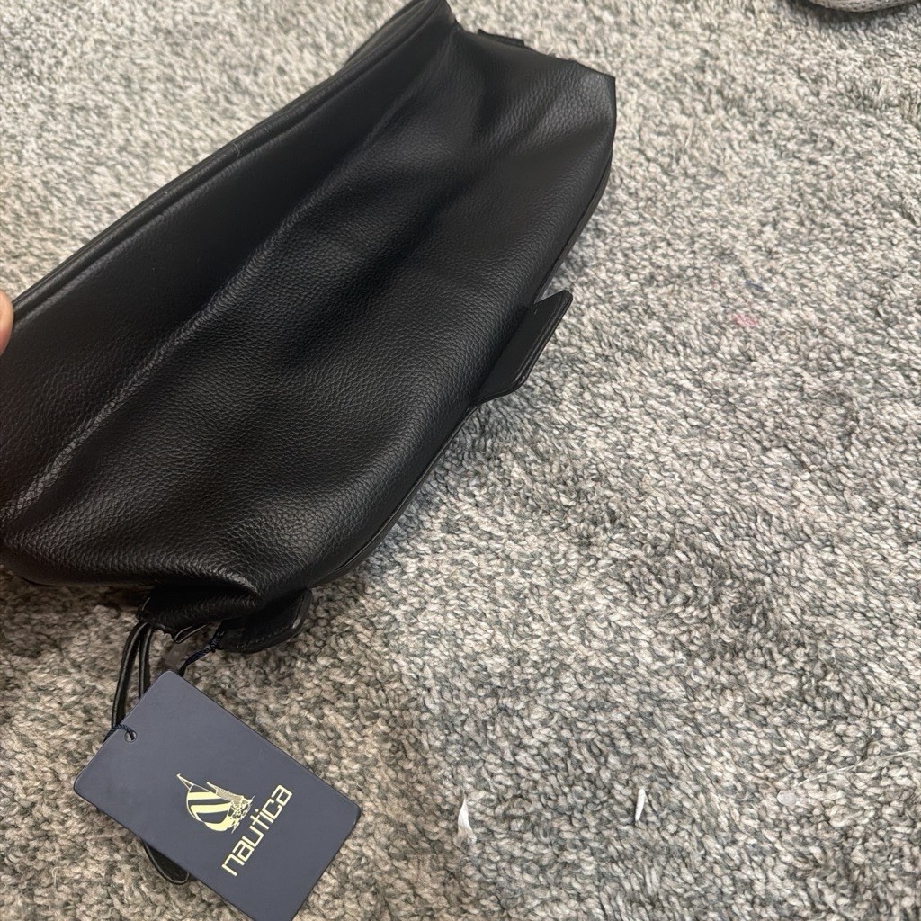 Nautica Men’s Black Zip Travel Dopp Kit Toiletry Bag Wrist Strap Lightweight