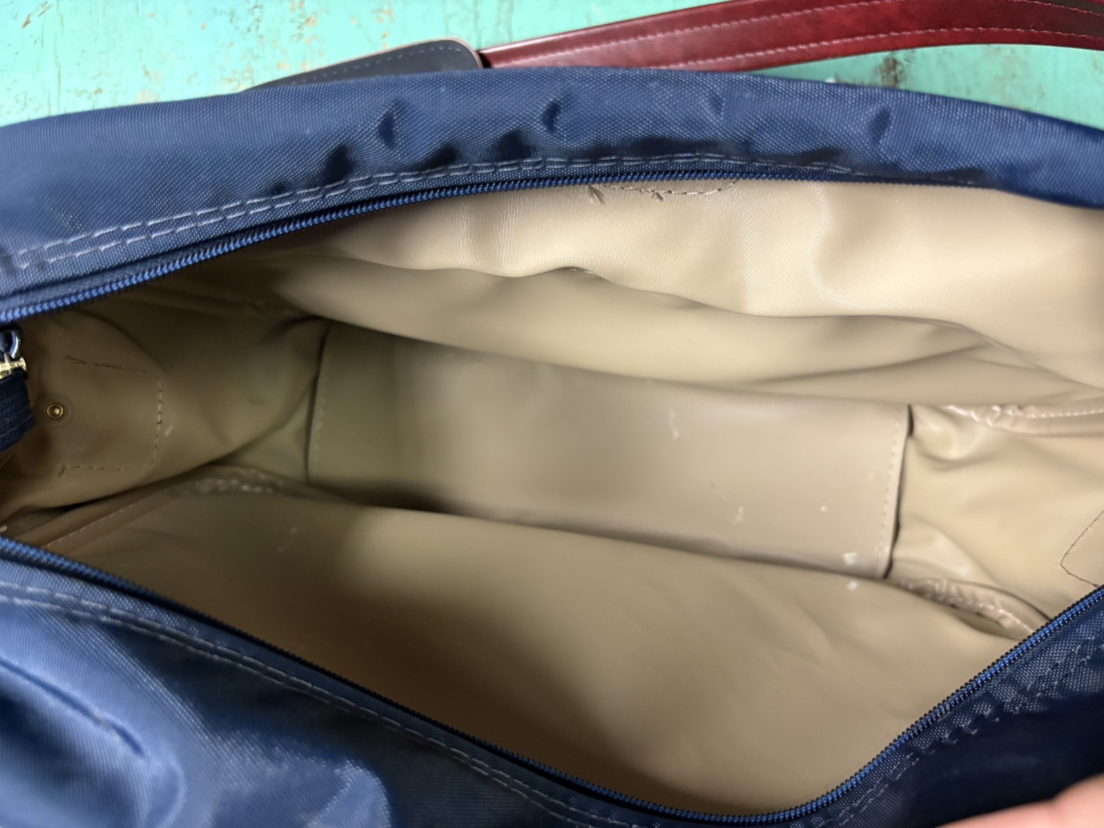 Vintage Samsonite Navy Blue & Brown Travel Shoulder Bag Messenger Bag Carry On
