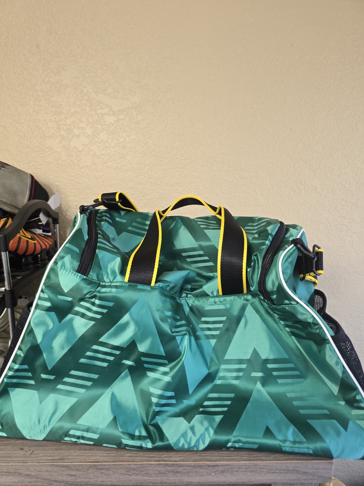 $90…Adidas Soccer Inspired Large Duffle Bag Green/White-Yellow. KE2315….