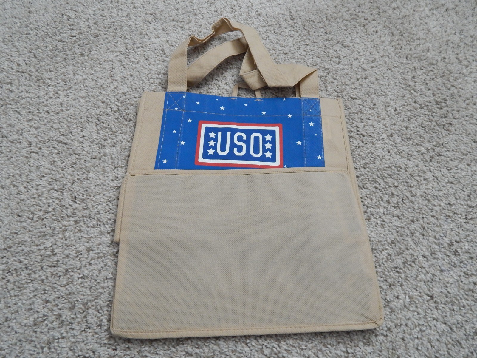 USO SERVING OUR TROOPS MILITARY REUSABLE BAG TOTE ECO FRIENDLY