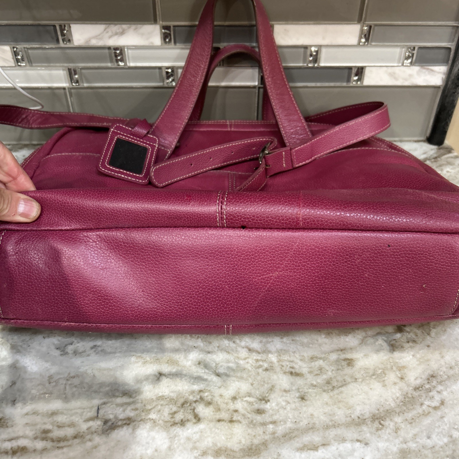 Jack Georges Messenger Bag Briefcase PinkLaptop Work Leather Shoulder Strap USA