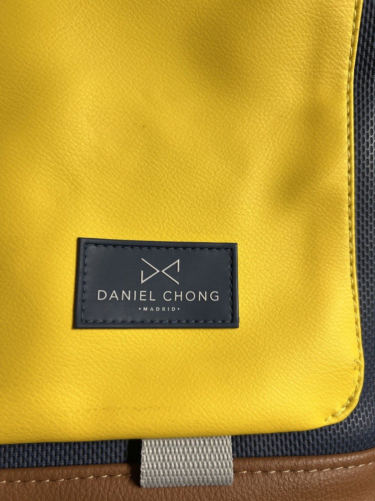 Eco Friendly Daniel Chong Waterproof Backpack Navy Blue Mustard Yellow 10″x13″