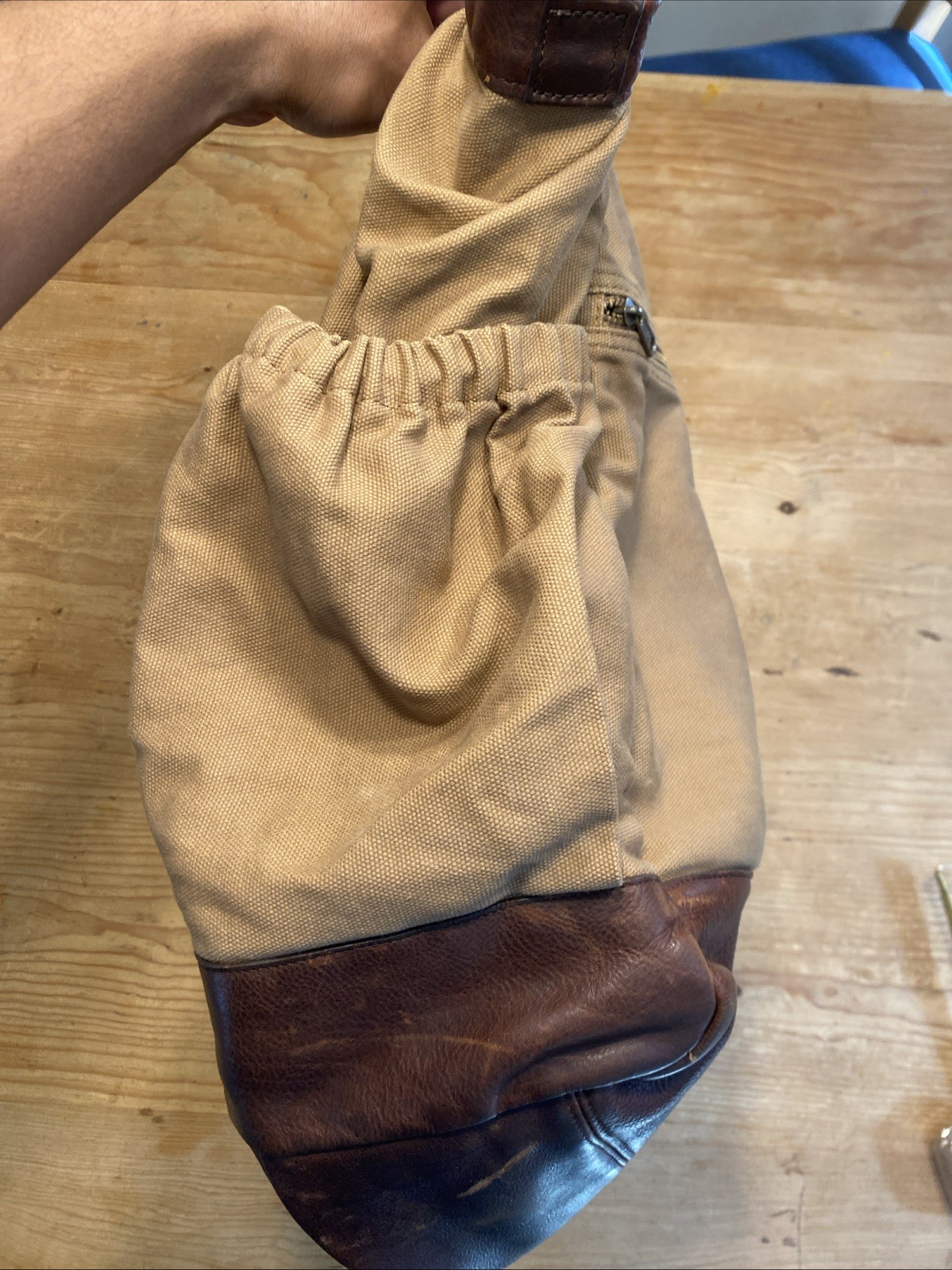 Vintage Duluth Trading Postmaster Tote Bag Canvas Leather w Shoulder Strap