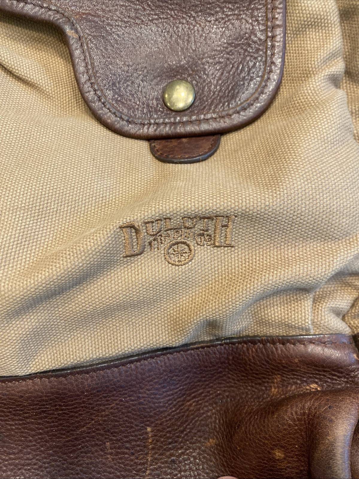 Vintage Duluth Trading Postmaster Tote Bag Canvas Leather w Shoulder Strap
