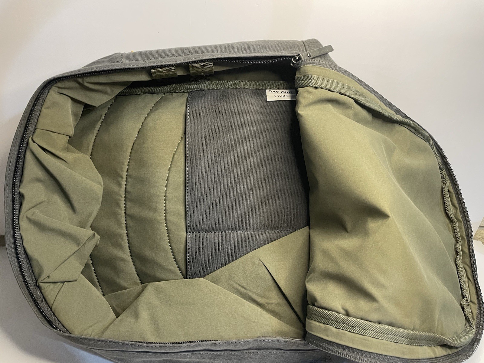 Day Owl DayPack Mini Waxed Canvas Backpack Padded Leather Handles Gray