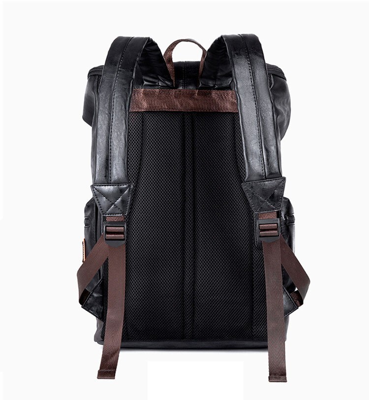 Men’s Leather Rucksack Utility Backpack Cool Student Backpack Casual Travel