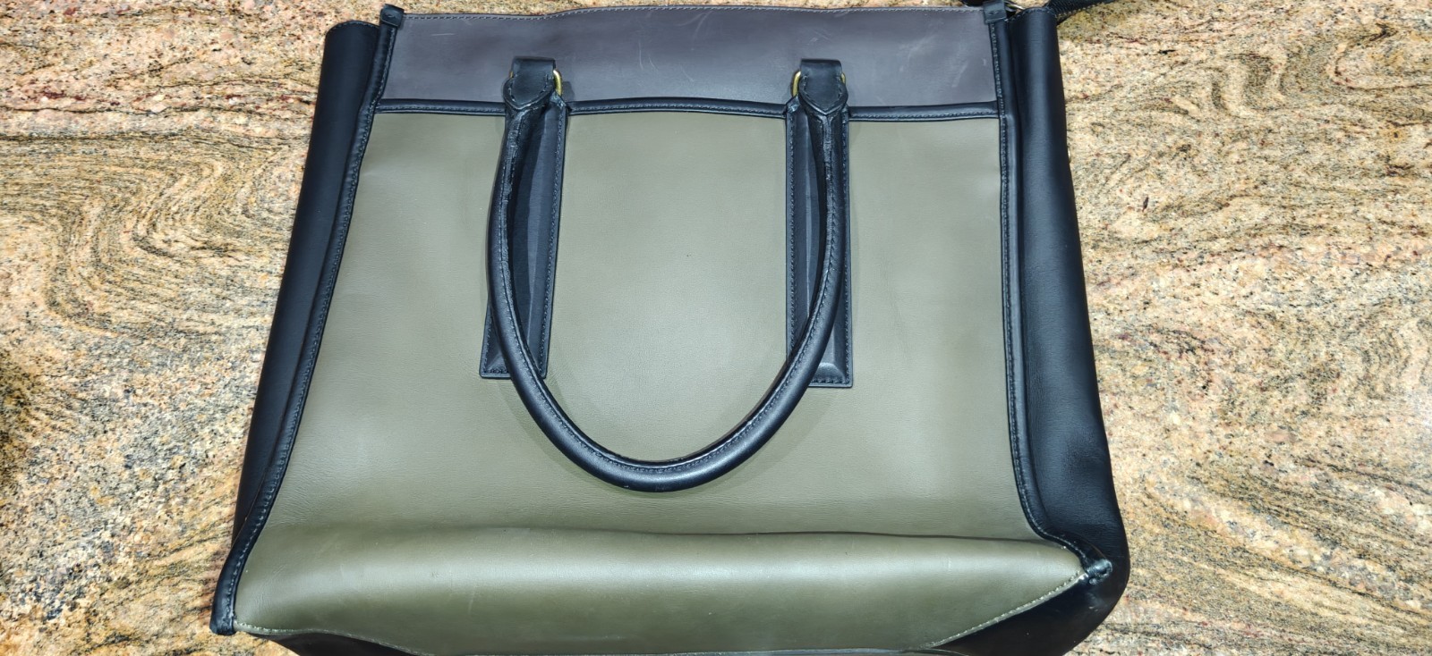 Coach Genuine Leather Tote Style 70725 Olive Black Structured Bag