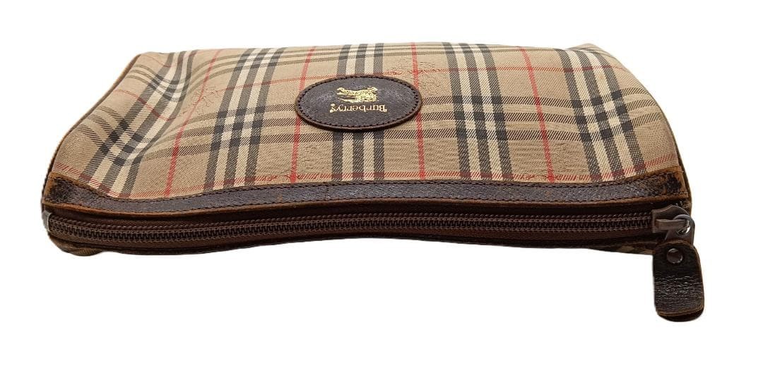 Authentic Burberrys Vintage Nova Plaid Clutch Bag Brown 15cm x 24cm x 5cm Damage