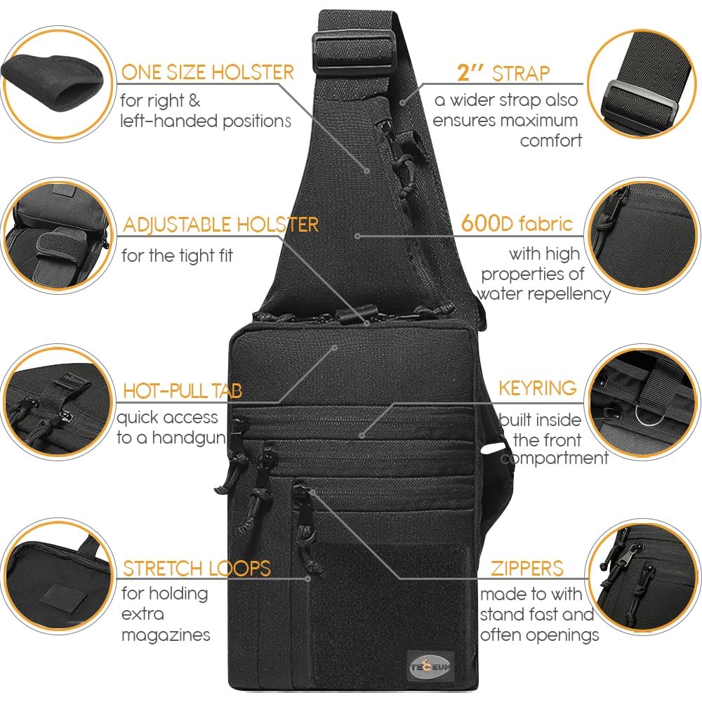 Tactical Compact Sling Bag – CCW for Everyday – For R&L Hand – Shoulder Cross…