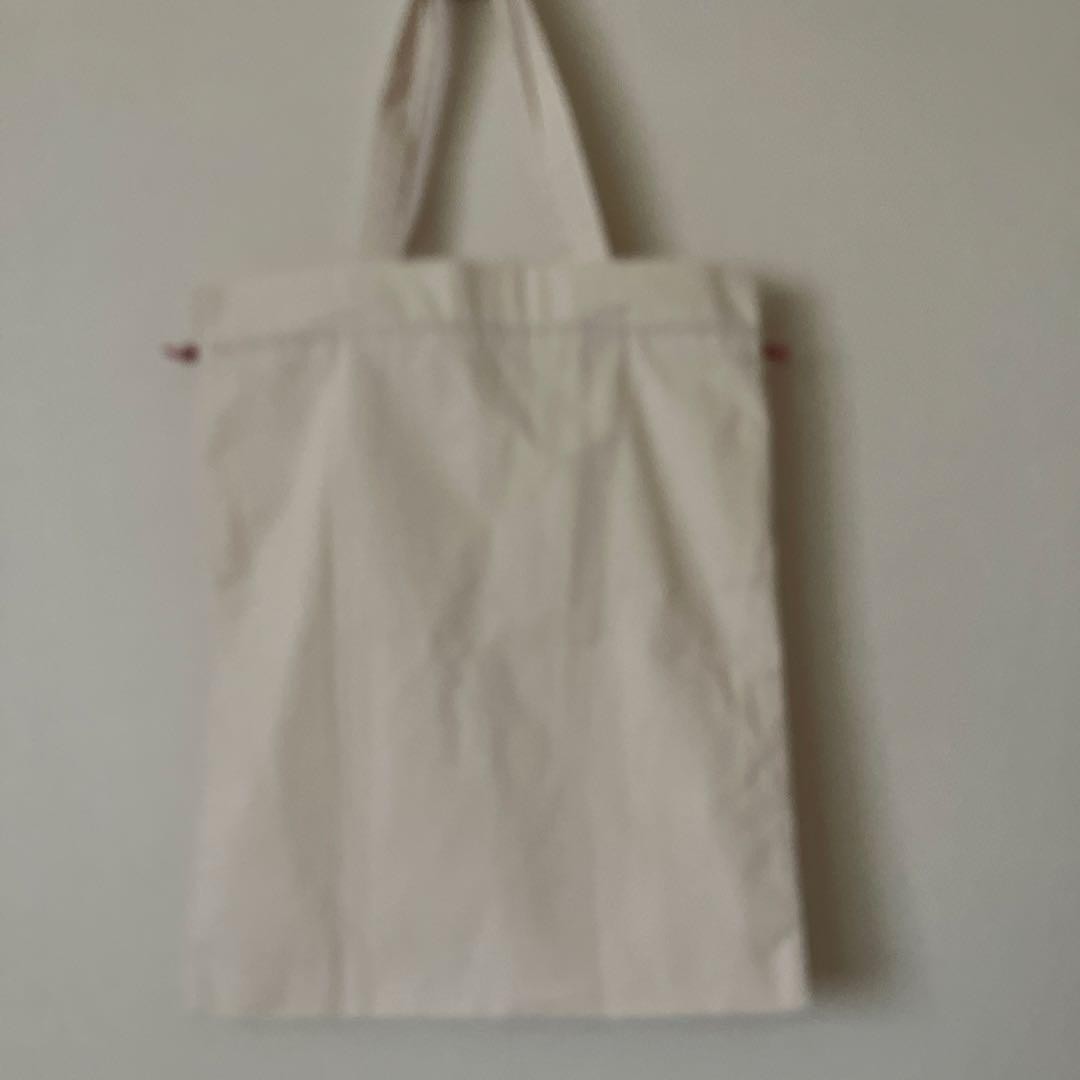 UNIQLO Cotton Tote Bag Ecru Drawstring Natural Fabric Used