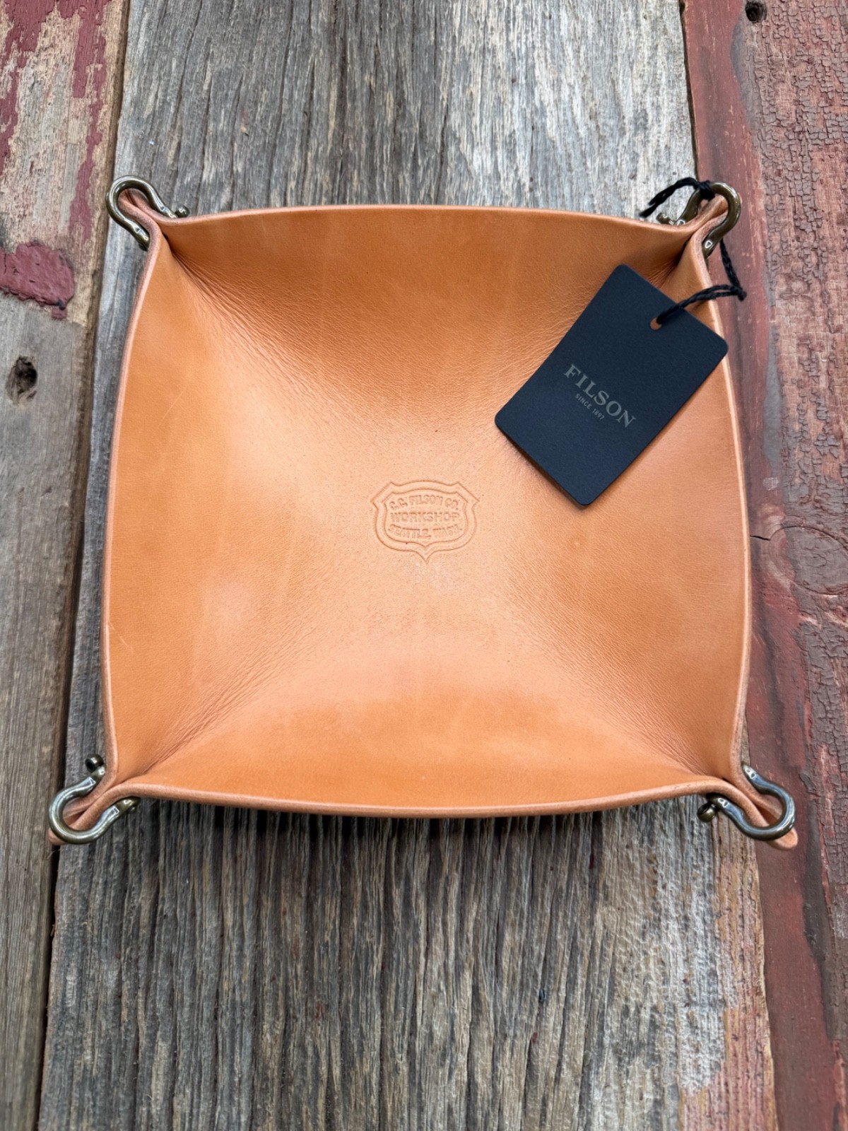 Filson Workshop Bridle Leather Valet Tray Tan Rare New with Tags Made in USA |