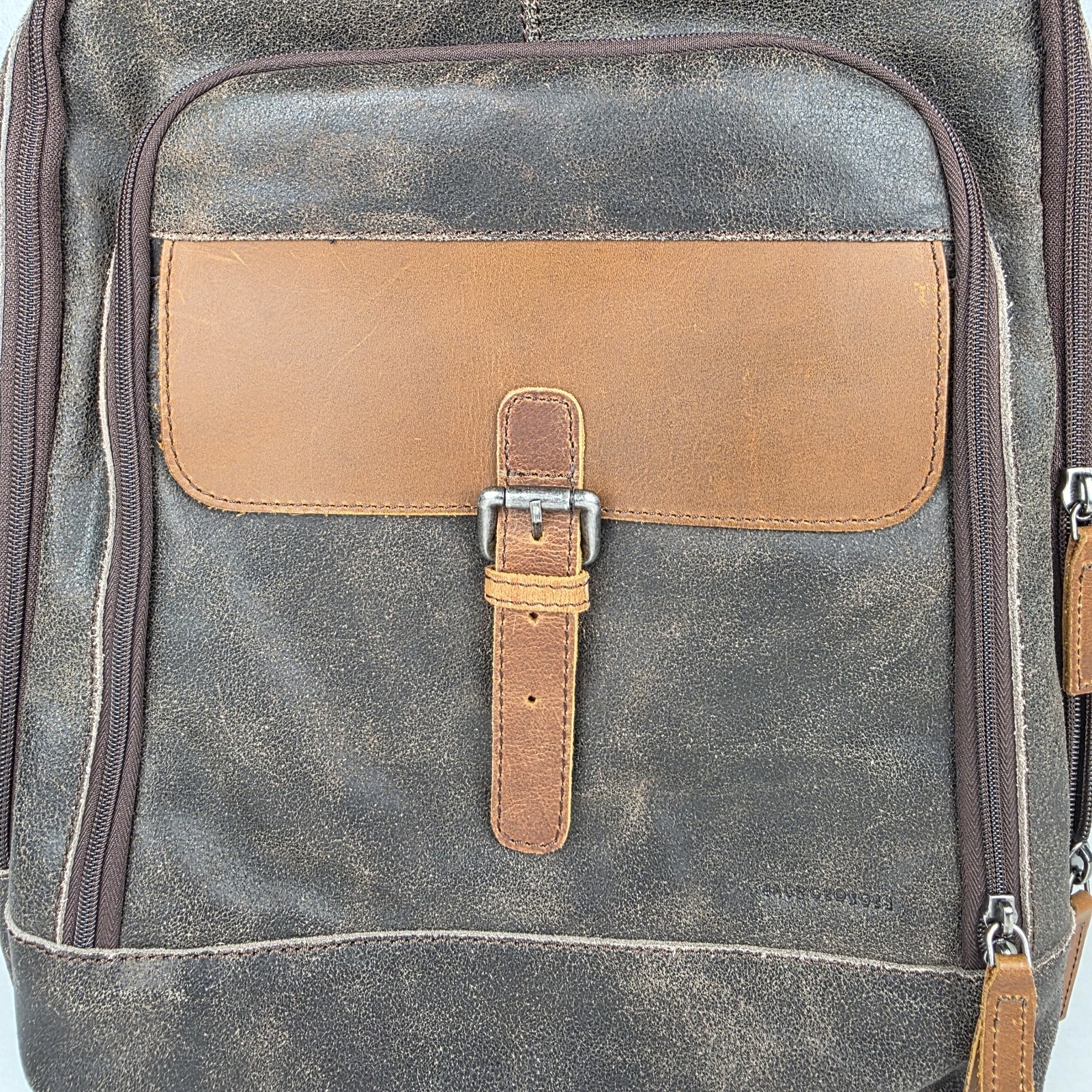 JACK GEORGES Dakota Laptop Backpack Distressed BUFFALO Leather RS516 (BROWN) New
