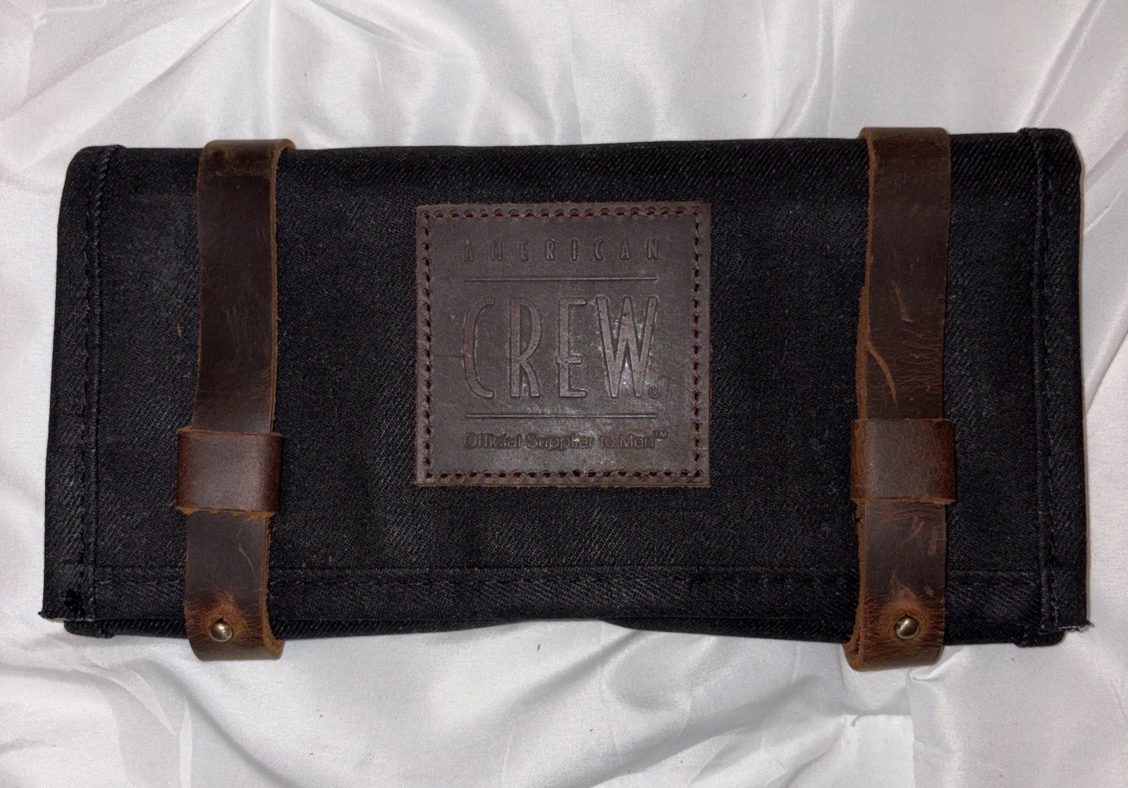 American Crew Toiletry Bag Shaving Kit Travel Case Distressed