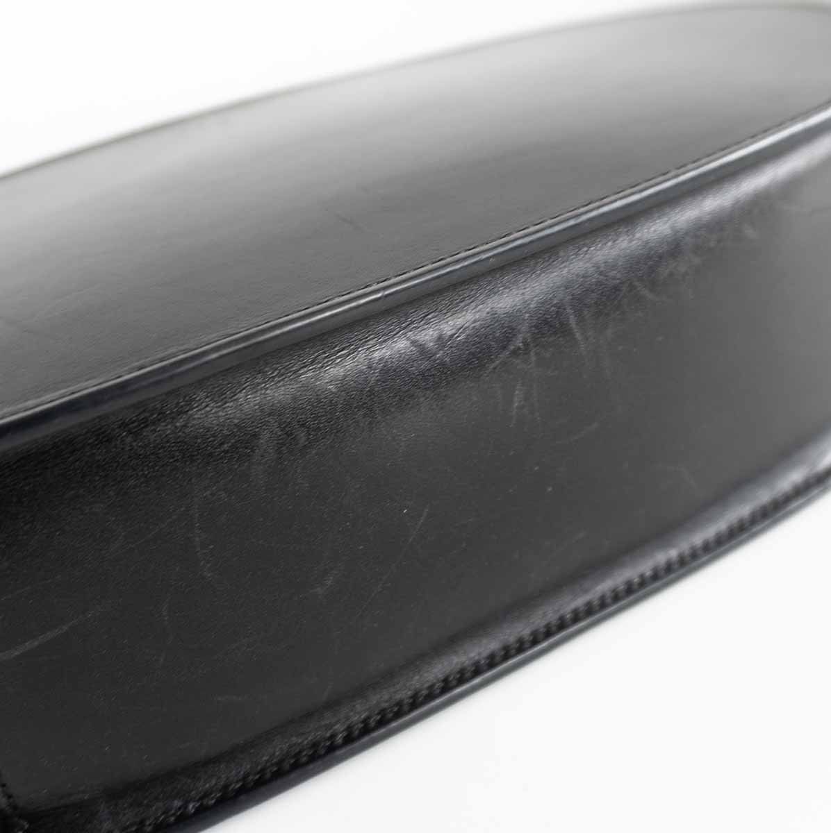 Tsuchiya Leather Oval Shoulder Bag Black Used Japan