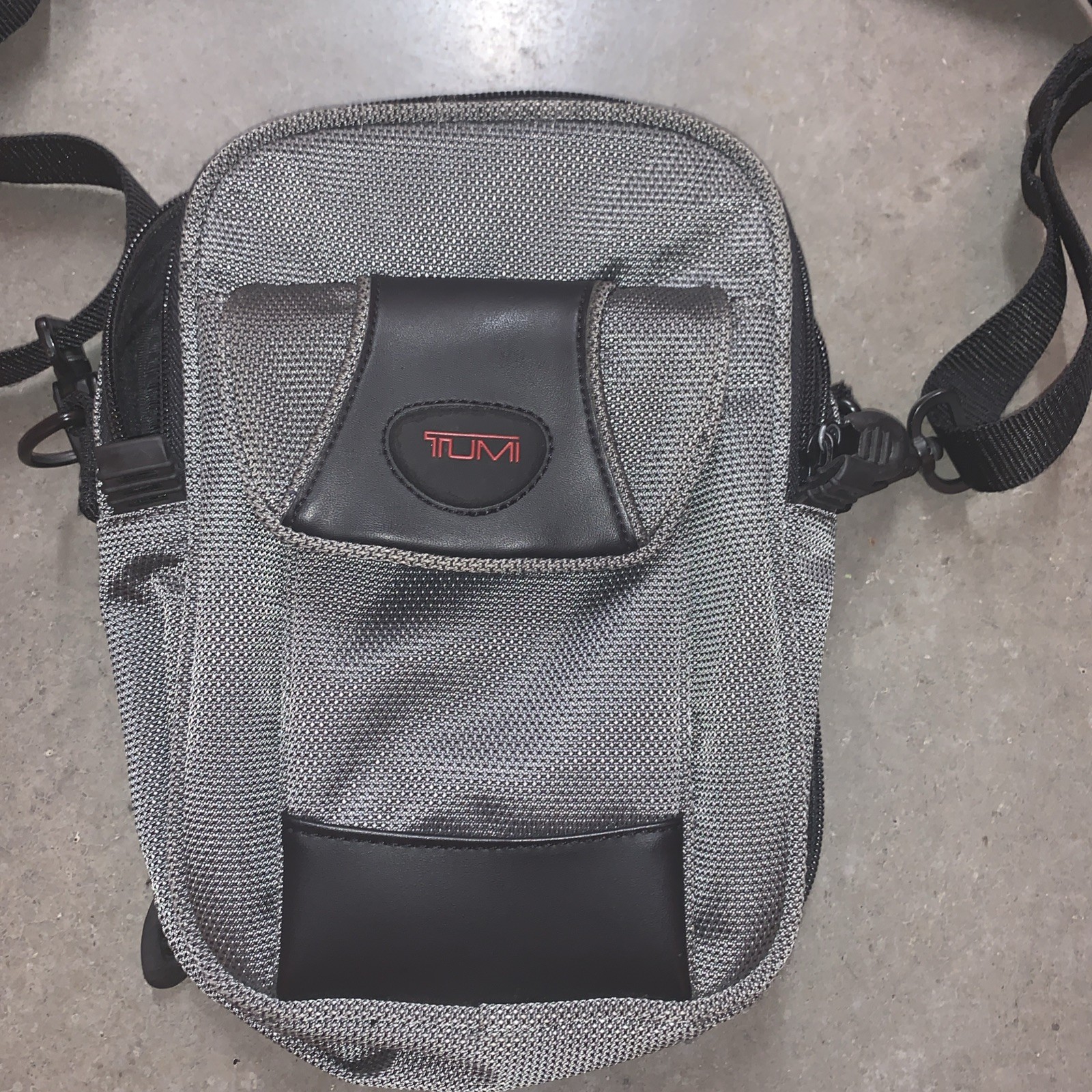 TUMI T2 Crossbody Bag Gray/Black W/ Adjustable Strap