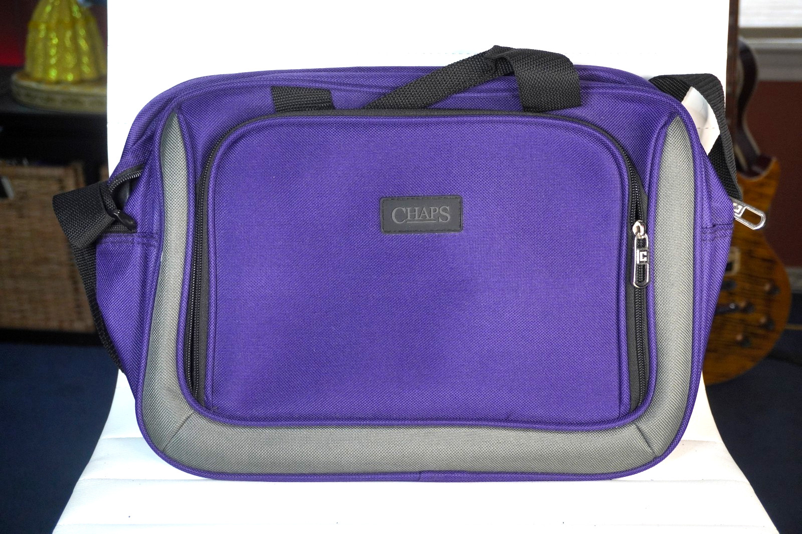 Chaps Carry Bag (TWO SIDED) Purple and Grey in Color