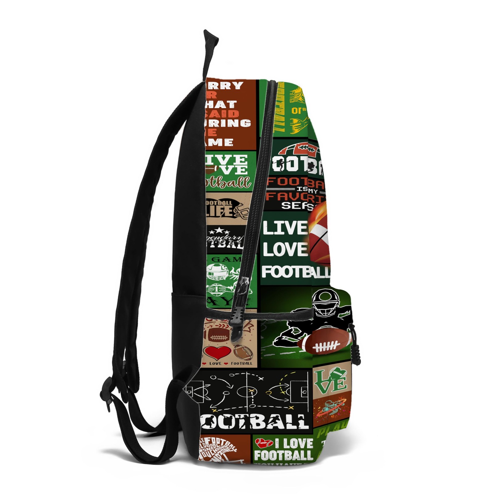 Fire Football School Backpack for Boys Bookbag, 17 Inch Football Backpack for…