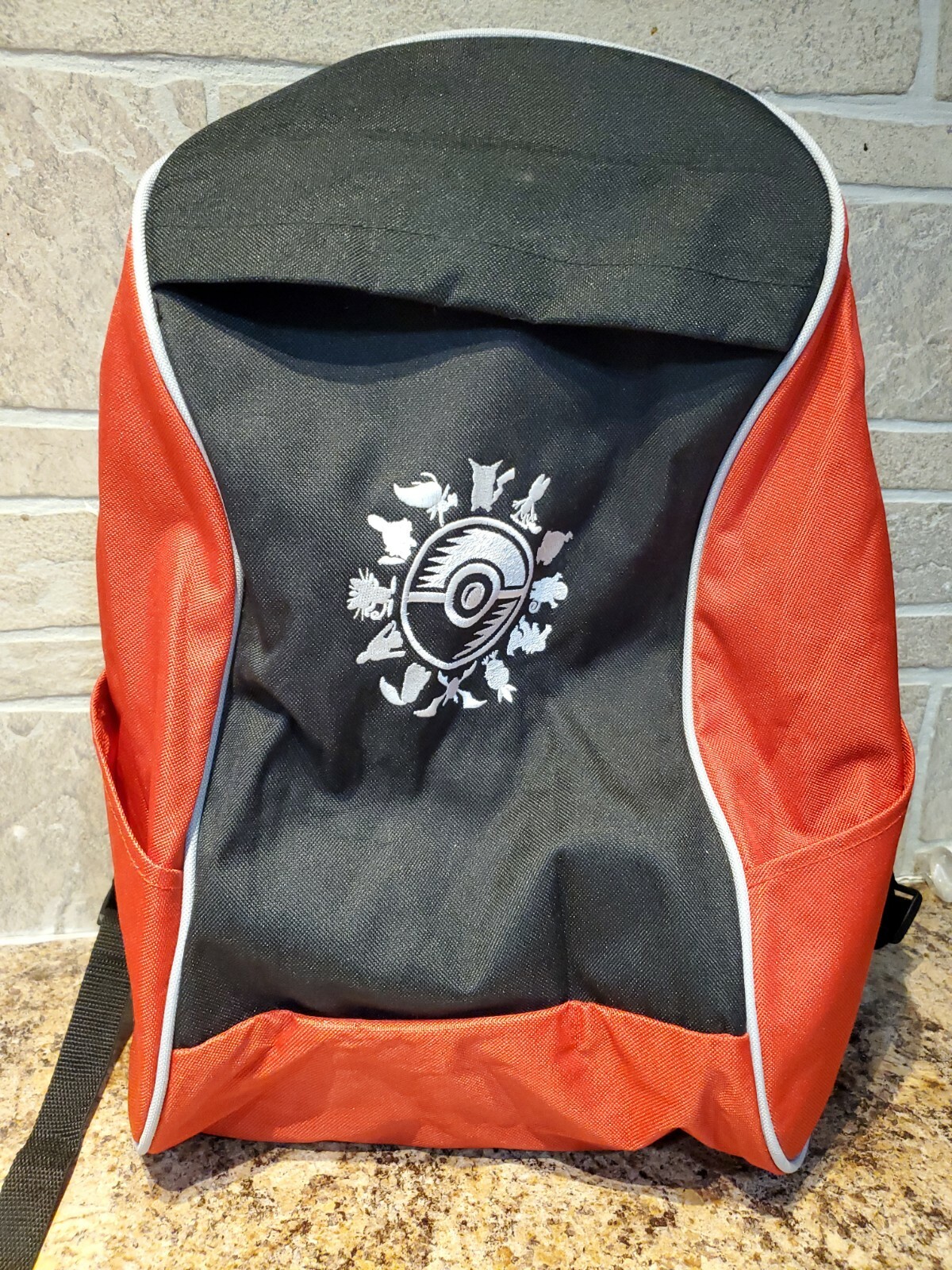 LEEDS Pokémon Backpack Embroidered Adjustable Unisex Black Red 19x14x7